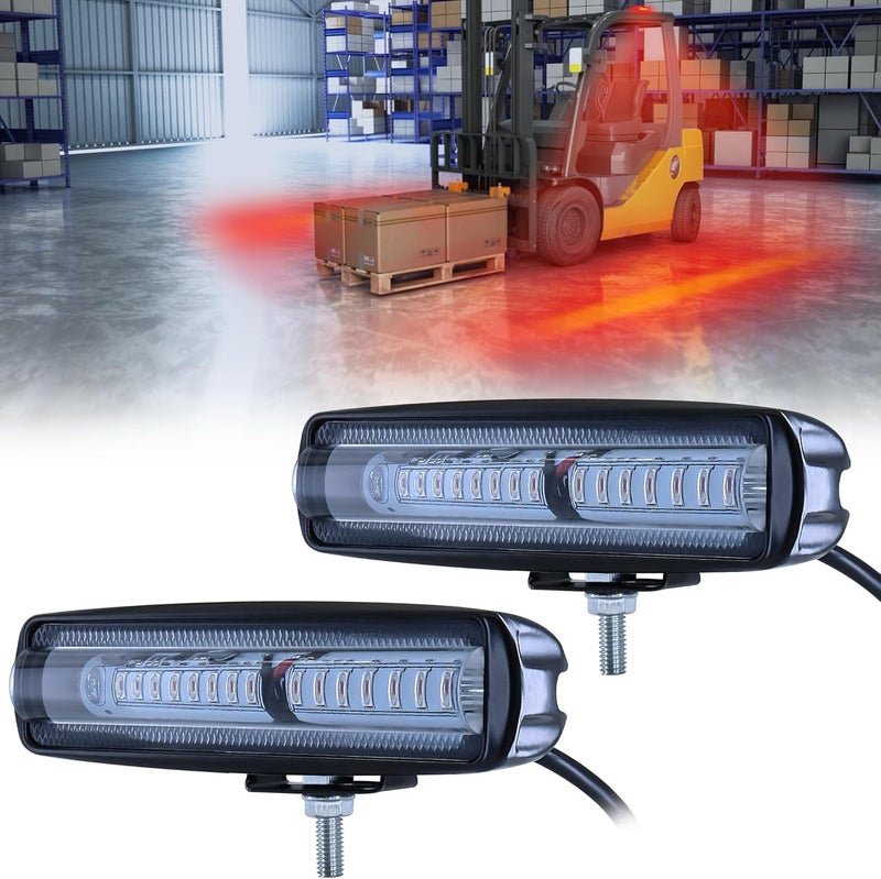 eTzone Store LED Forklift Light Red Zone Warning Lights 2 Pack, Warehouse Safety Line Lamp for Industrial Use, 30W DC 12-80V - Image 1