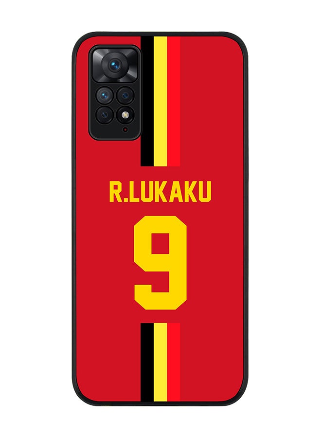 Stylizedd Rugged Black edge case for Redmi Note 11 4G/Redmi Note 11S Slim fit Soft Case Flexible Rubber Edges Anti Drop TPU Gel Thin Cover - Football Team - Belgium Player Name - R.Lukaku - Image 1