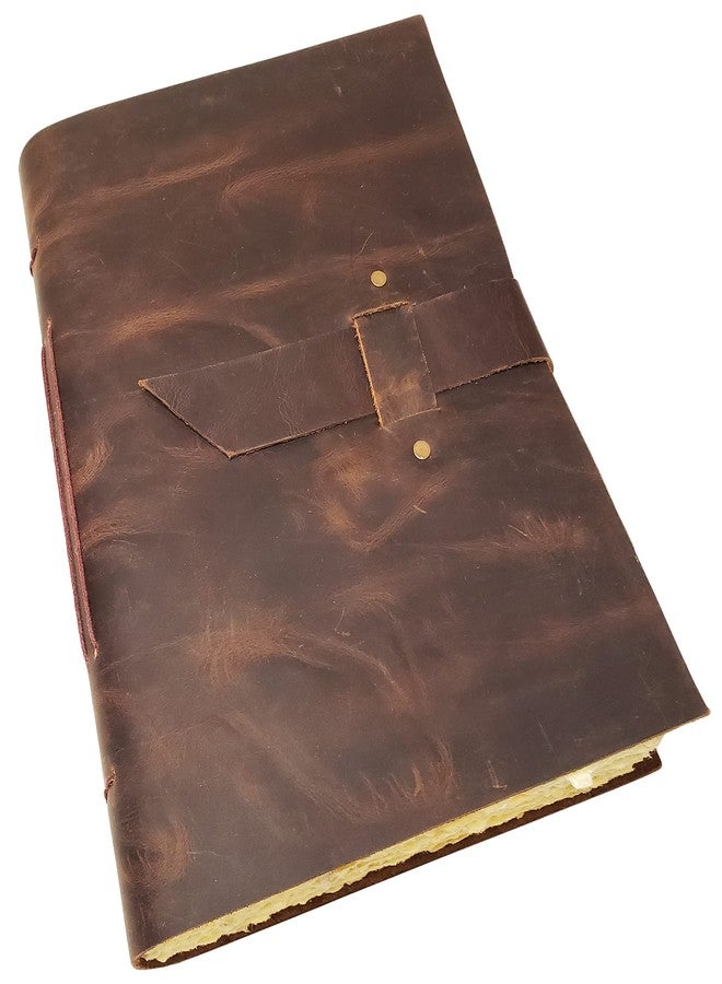 Rustic Ridge Leather Large Rustic Leather Journal/Sketchbook with Buckle Closure - 320 Pages - 9" x 12", Gift Box Included - Vintage Style - Image 3