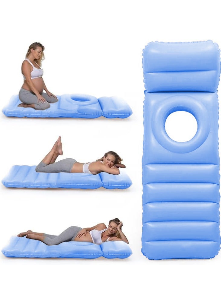 شو وو وسادة أمومة قابلة للنفخ، سرير هوائي عائم للسباحة أثناء الحمل، وسادة حمل كاملة الجسم، وسادة نوم محمولة، سرير عائم للسباحة مع فتحة للبطن - Image 1