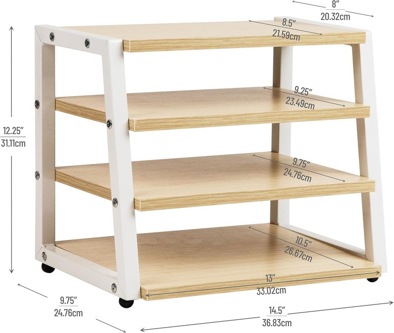 مايند ريدر منظم مكتب من 4 طبقات من نوع “”， لتخزين الملفات والوثائق، مناسب للاستخدام في المكتب، مصنوع من المعدن وخامة MDF، بأبعاد 14.5 بوصة في الطول × 10.5 بوصة في العرض × 12 بوصة في الارتفاع، باللون الأبيض. - Image 3