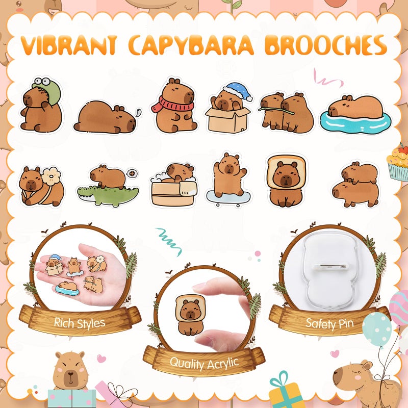 Nosiny 158 Pcs Capybara Party Favors Animal Birthday Stationery Set, Capybara Pencil Ruler Eraser Pencil Sharpener Keychain Notebook Sticky Note Brooch Stickers for Goody Bags Xmas Stocking Stuffer - Image 4