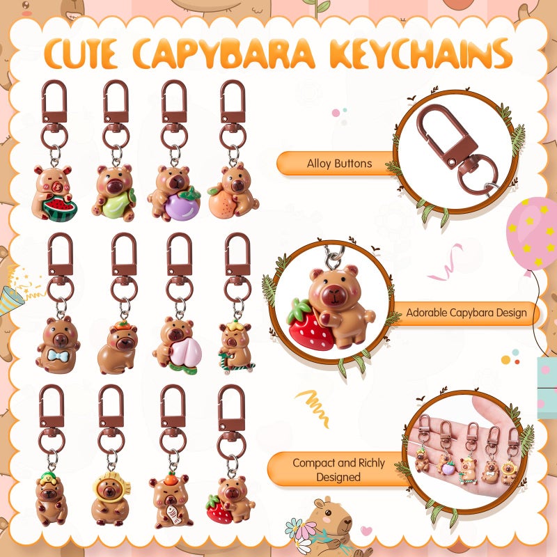 Nosiny 158 Pcs Capybara Party Favors Animal Birthday Stationery Set, Capybara Pencil Ruler Eraser Pencil Sharpener Keychain Notebook Sticky Note Brooch Stickers for Goody Bags Xmas Stocking Stuffer - Image 3