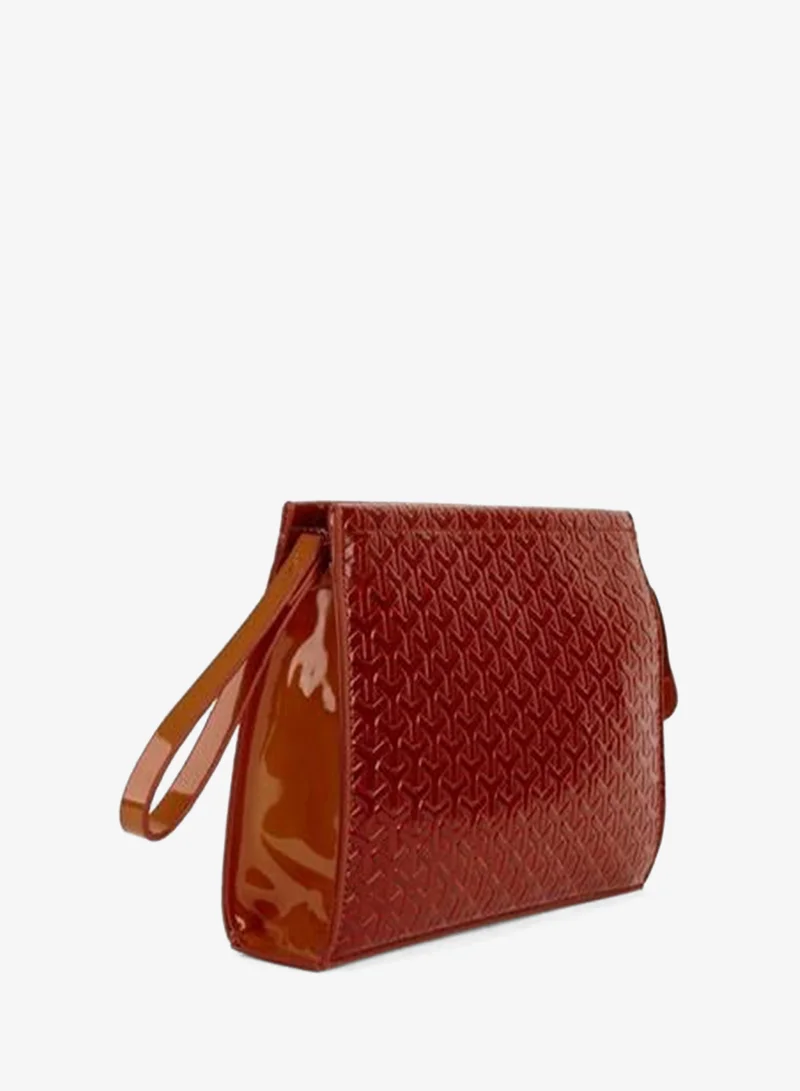 Women's Pétunia Textured Plate-Lined Synthetic Leather Wrist Strap Portfolio Handbag and Clutch.