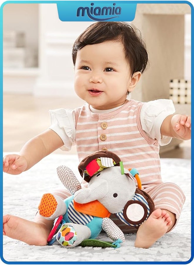 Miamia Baby Activity and Teething Toy With Multi-Sensory Rattle and Textures, Elephant  - Image 5