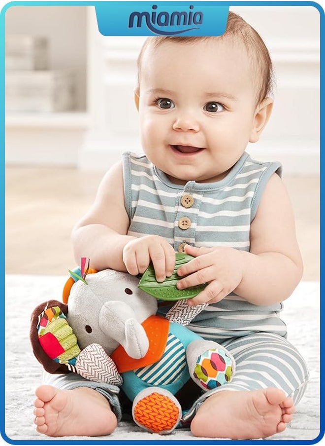 Miamia Baby Activity and Teething Toy With Multi-Sensory Rattle and Textures, Elephant  - Image 4
