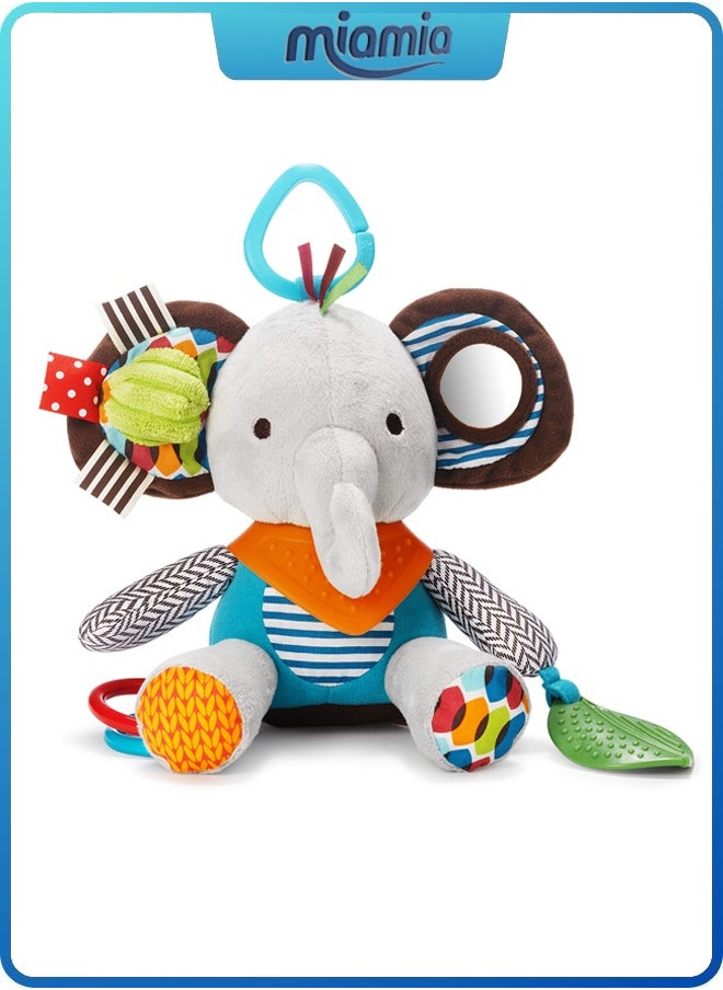 Miamia Baby Activity and Teething Toy With Multi-Sensory Rattle and Textures, Elephant  - Image 2