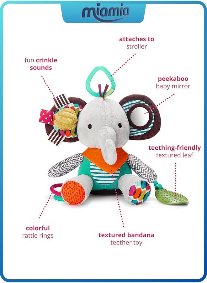 Miamia Baby Activity and Teething Toy With Multi-Sensory Rattle and Textures, Elephant  - Image 3