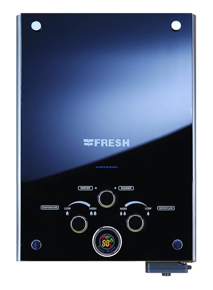 فريش سخان مياه من فريش يعمل بالغاز وبسعة 6 لتر - لون كريستال/اسود - Image 1