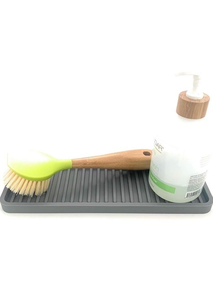 Silicone Kitchen Sink Organizer Tray, Sponge Holder and Countertop Protector | Bathroom and Kitchen Soap Dish and Dispenser Tray - Image 2