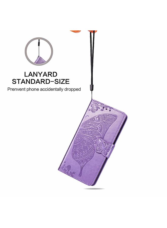 S-TOP Case For Alcatel 1S 2021 Butterfly Love Flower Embossed Horizontal Flip Leather Case with Holder & Card Slots & Wallet & Lanyard - Image 5