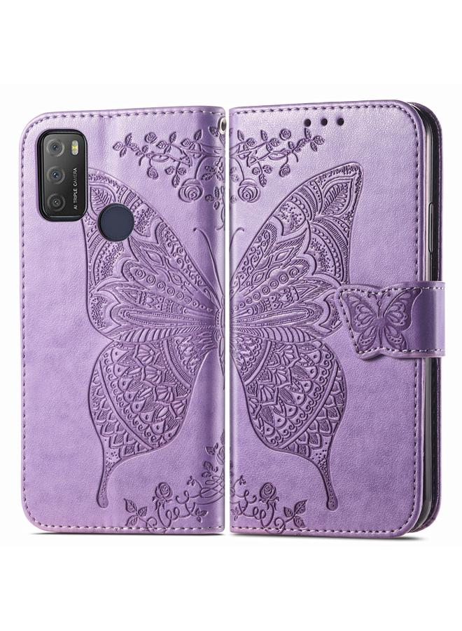 S-TOP Case For Alcatel 1S 2021 Butterfly Love Flower Embossed Horizontal Flip Leather Case with Holder & Card Slots & Wallet & Lanyard - Image 2