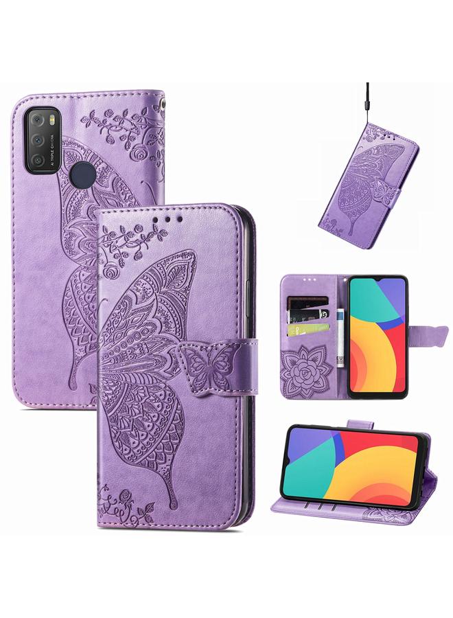 S-TOP Case For Alcatel 1S 2021 Butterfly Love Flower Embossed Horizontal Flip Leather Case with Holder & Card Slots & Wallet & Lanyard - Image 1