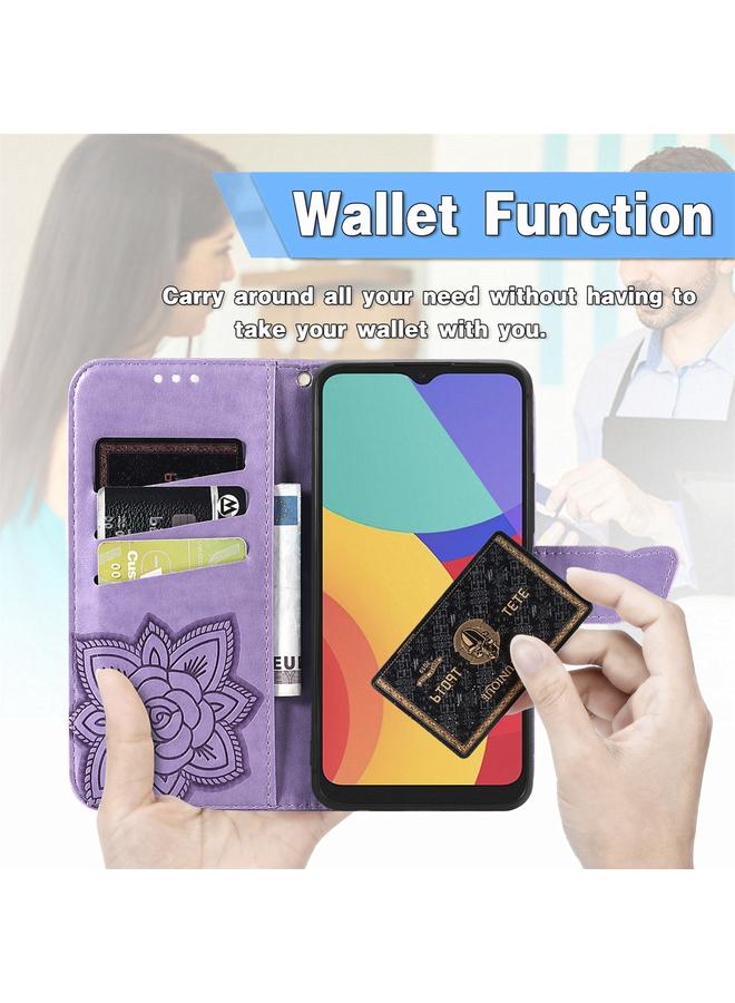 S-TOP Case For Alcatel 1S 2021 Butterfly Love Flower Embossed Horizontal Flip Leather Case with Holder & Card Slots & Wallet & Lanyard - Image 4