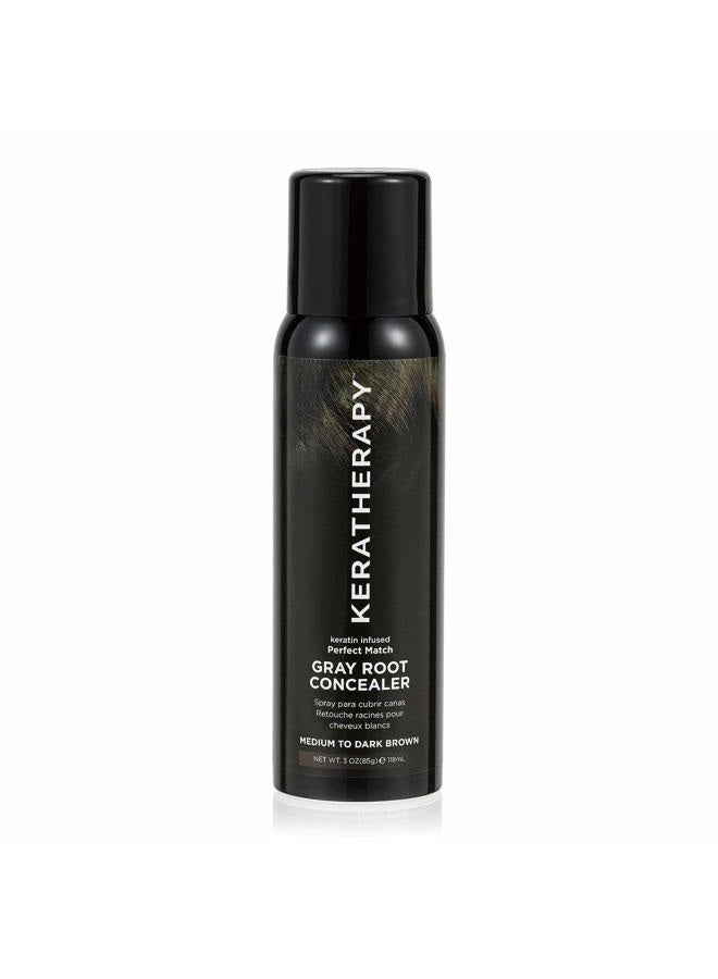 Keratherapy Keratin Infused Perfect Match Gray Root Concealer Spray, Dark Brown, 3 oz, 118 ml - Root Cover Up Spray to Hide Gray Roots - Keratin Therapy Hair Darkening & Temporary Scalp Concealer - Image 1