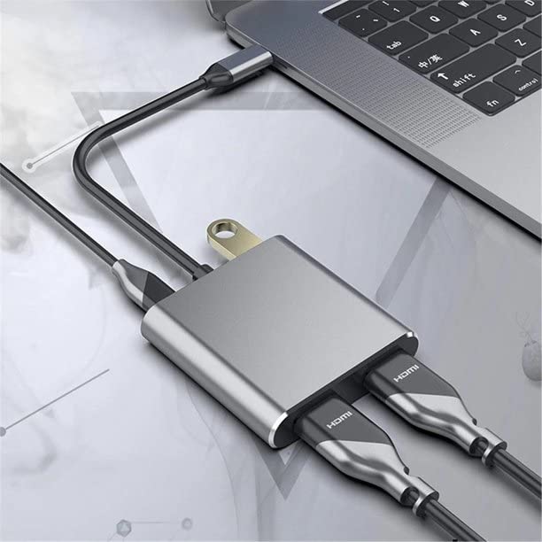 Tobo USB C to Dual HDMI Adapter 4K, 4 in 1 Type C to Dual HDMI, USB 3.0 Port, USB-C Docking Station Adapter Support Dual-Screen Display TD-231TC - Image 3