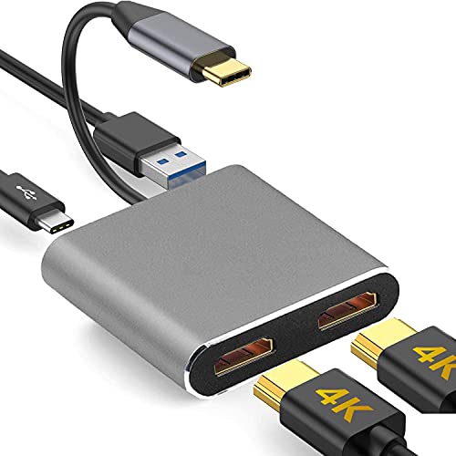 Tobo USB C to Dual HDMI Adapter 4K, 4 in 1 Type C to Dual HDMI, USB 3.0 Port, USB-C Docking Station Adapter Support Dual-Screen Display TD-231TC - Image 1