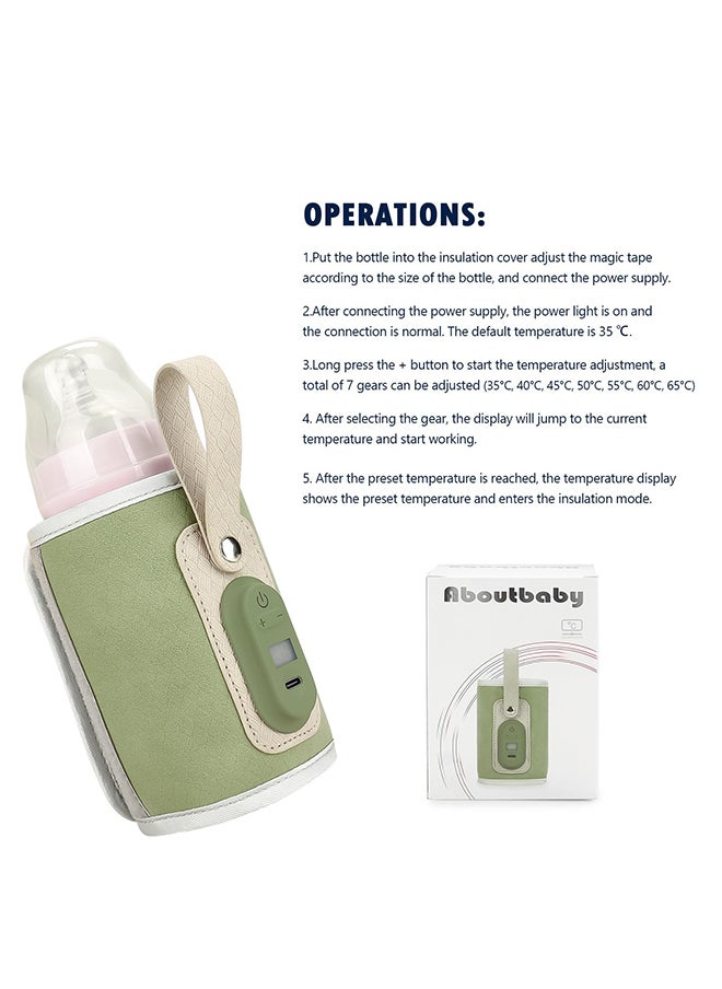 ABOUTBABY Portable Insulation Baby Milk Bottle Warmer With USB Connecting Easy For Travel Green  - Image 4