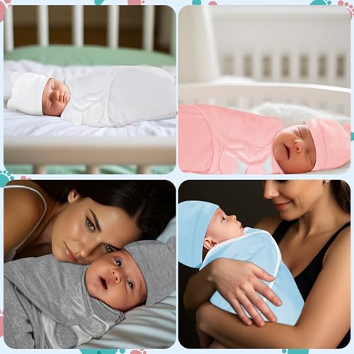 Fecawd Baby Swaddle Sleep Sacks with Hats for 0-3 Months Swaddle Blanket Wrap Newborn Swaddles Sack for Boy Girl, Baby Essentials - Image 5