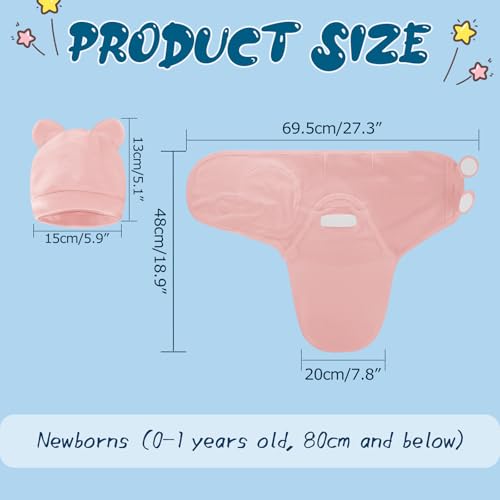 Fecawd Baby Swaddle Sleep Sacks with Hats for 0-3 Months Swaddle Blanket Wrap Newborn Swaddles Sack for Boy Girl, Baby Essentials - Image 2