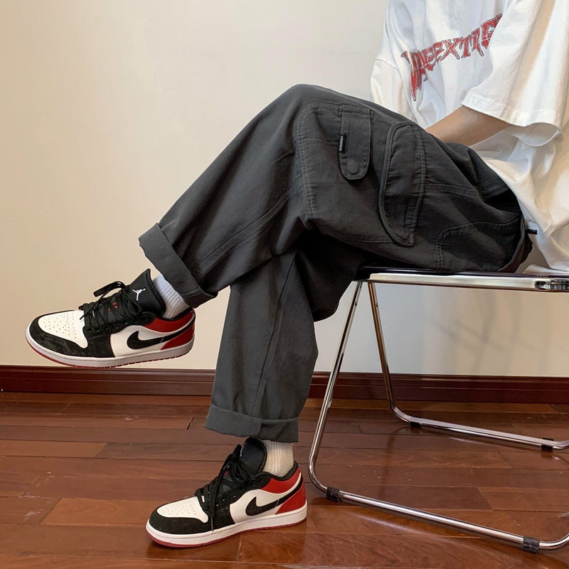 Summer Thin Army Green Cargo Pants Men Retro Black - Image 3
