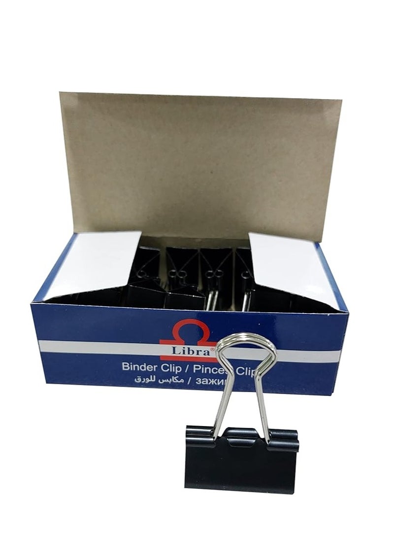 Libra Binder Clip 12 Pieces Set, 19 mm Size - Image 1