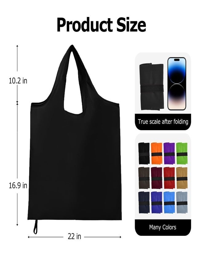 Criyar 2 Pack Foldable Shopping Bag, Waterproof Reusable Grocery Bag Holder,Tote Bags Nylon Bags(Black 2) - Image 2