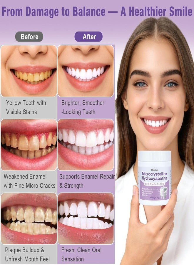 BiKontrun Microcrystalline Hydroxyapatite Powder for Teeth, MCHA Tooth Powder Supports Enamel-Friendly & Gentle Whitening, Fine Tooth Powder for Enamel Care, Easy DIY Oral Care Alternative 30g - Image 3