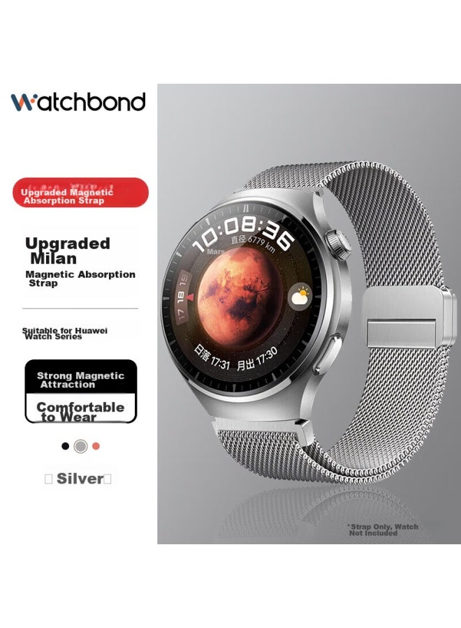 Watchbond Compatible With Huawei Watch 4 Pro Strap, Watch 4 Milanese Upgraded Magnetic Watch Gt5 Pro Metal Smart Watch Gt5/4/3/2 Sports Stainless Steel Wristband - Image 1