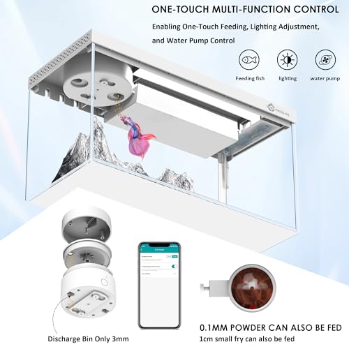 PREMJIN Smart Fish Tank Aquarium Kit with APP Control and Auto Feeder -1.5 Gal Fish Tank Multi-Layer Filtration System Silent Pump & UHD Glass -16 Million DIY Colors Includes Mini Magnetic Scrubber Scraper - Image 4