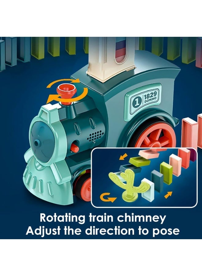 ST ZONE Domino Train Toy Set – 60pcs Automatic Domino Blocks with Lights & Sounds, STEM Building Toy for Kids (Ages 3+) - Image 3