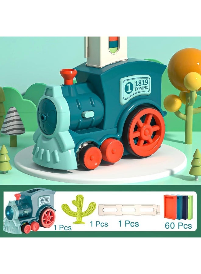 ST ZONE Domino Train Toy Set – 60pcs Automatic Domino Blocks with Lights & Sounds, STEM Building Toy for Kids (Ages 3+) - Image 4