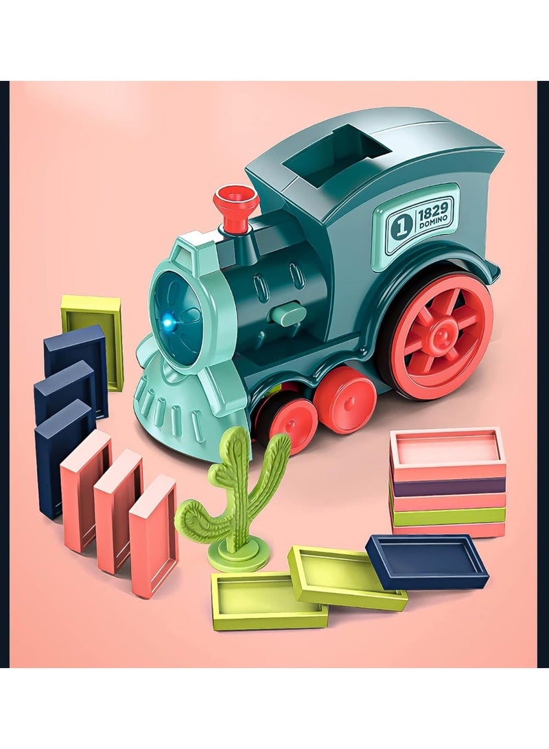 ST ZONE Domino Train Toy Set – 60pcs Automatic Domino Blocks with Lights & Sounds, STEM Building Toy for Kids (Ages 3+) - Image 2