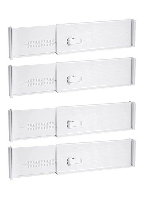 Drawer Dividers Organizers Expandable Drawer Organization Separators, 4 Pack Adjustable Plastic Dresser Drawer Divider for Bedroom Kitchen Utensils Closet Baby Drawer Office Desk Storage