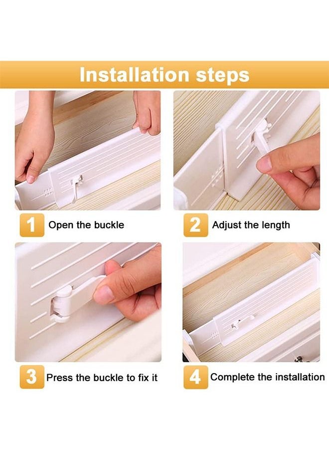 Arabest Drawer Dividers Organizers Expandable Drawer Organization Separators, 4 Pack Adjustable Plastic Dresser Drawer Divider for Bedroom Kitchen Utensils Closet Baby Drawer Office Desk Storage  - Image 5
