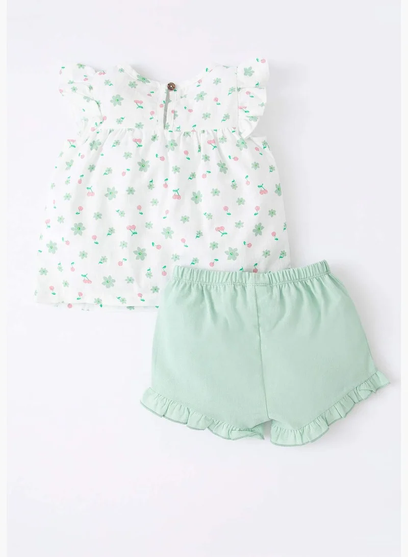 ديفاكتو 2 Pack BabyGirl Regular Fit Bike Neck Short Sleeve Woven Set