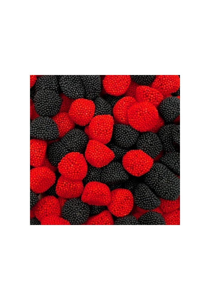 iLike Berries Gummy Candy  1Pound Bag  Crunchy Raspberry and Blackberry Chews  Black  Red Candy for Parties Buffets and Treat Bags  Fun Crunchy Gummies - Image 1