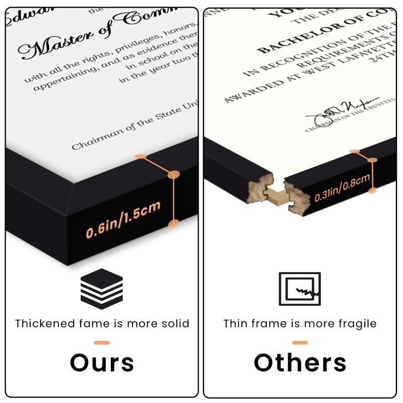 upsimples Certificate Frame with Clear Plexiglass, 8.5 by 11 Picture Diploma Document Degree Frames for Wall and Tabletop, Black, 1 Pack - Image 5