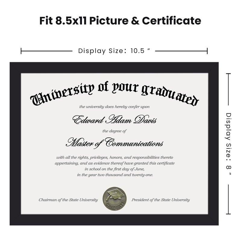 upsimples Certificate Frame with Clear Plexiglass, 8.5 by 11 Picture Diploma Document Degree Frames for Wall and Tabletop, Black, 1 Pack - Image 4