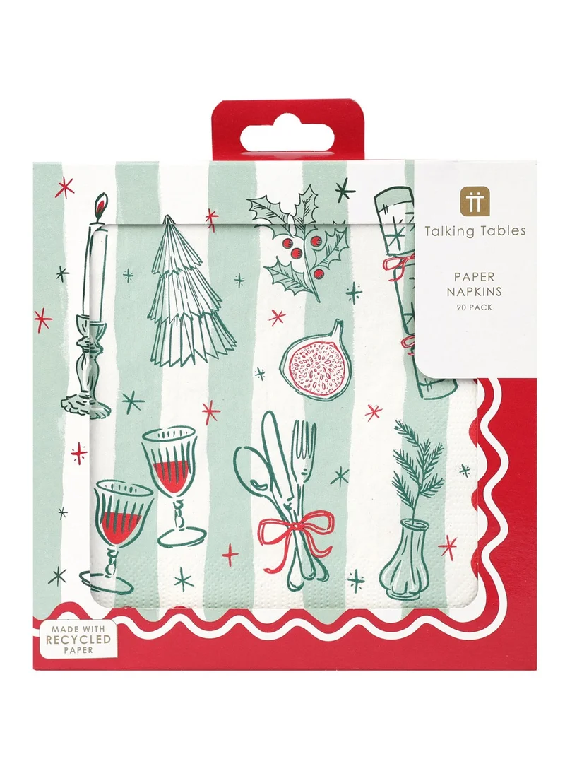 Talking Tables Bon Noel, Napkin, 33Cm, 21Pk