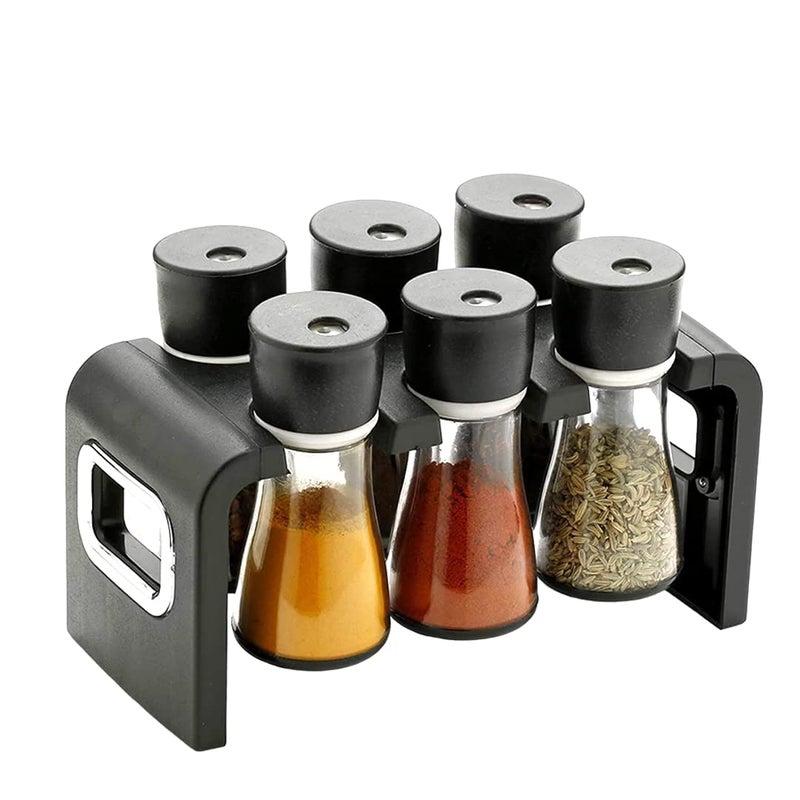 Rosaline Revolving Plastic Spice Rack Masala Organiser with Container Spice Stand for Kitchen Storage Revolve 360 Degree Which Holds 6 Bottles Jar and Container Spice Rack Spice Jar Set 6 Pcs - Image 1