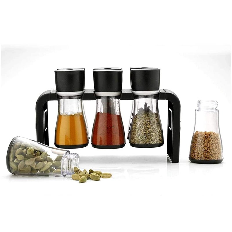 Rosaline Revolving Plastic Spice Rack Masala Organiser with Container Spice Stand for Kitchen Storage Revolve 360 Degree Which Holds 6 Bottles Jar and Container Spice Rack Spice Jar Set 6 Pcs - Image 4