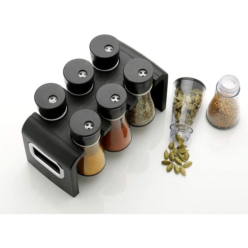 Rosaline Revolving Plastic Spice Rack Masala Organiser with Container Spice Stand for Kitchen Storage Revolve 360 Degree Which Holds 6 Bottles Jar and Container Spice Rack Spice Jar Set 6 Pcs - Image 5
