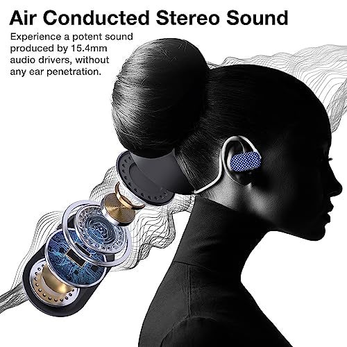 Purity Air Open Ear Headphones - True Air Conduction Wireless Bluetooth Open Ear Earbuds with Dual Mic for iPhone/Android - Secured Long Wearing Comfort, Sports Sweat Resistant (US Flag/Star) - Image 5