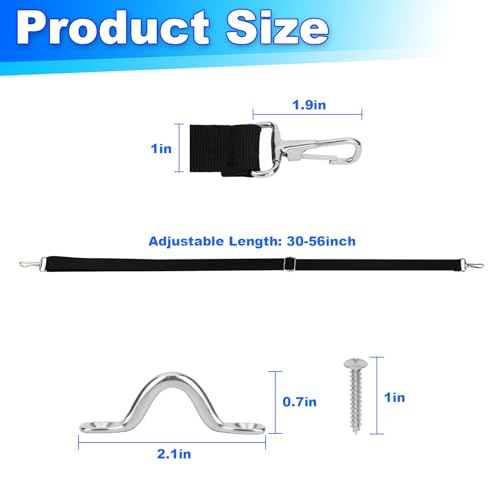 Cosmos 2 Pcs Bimini Boat Top Straps Adjustable Marine Awning Webbing Straps 30 56 Heavy Duty Boat Canopy Straps with Double Snap Hook Stainless Steel Boat Awning Hardware - Image 3