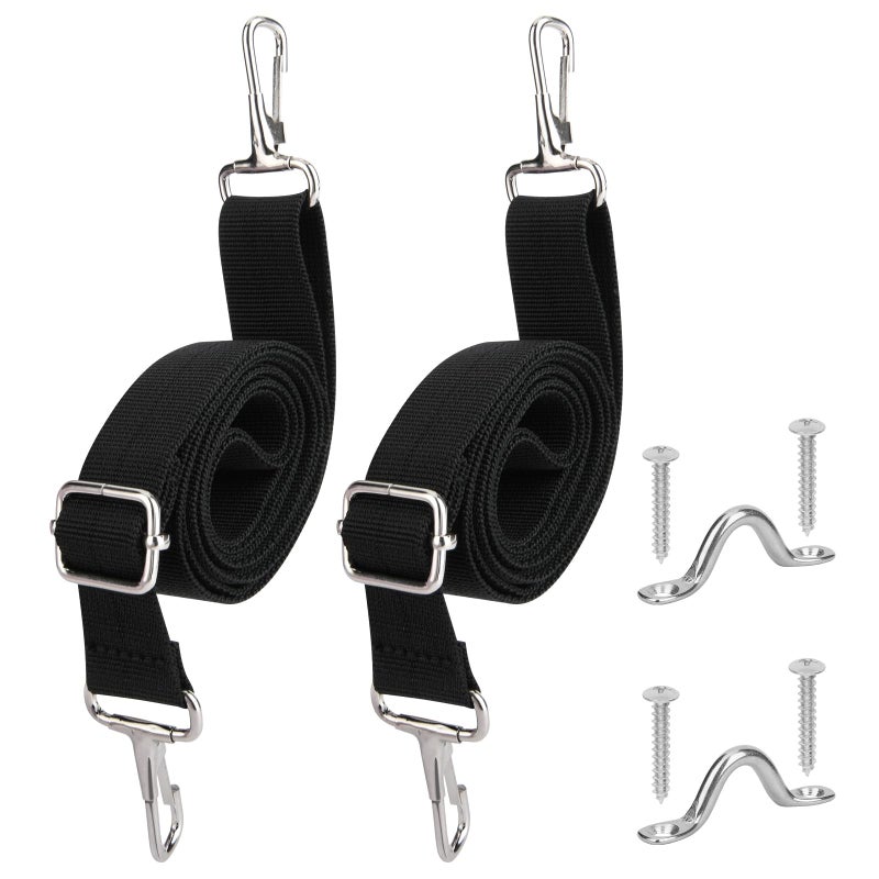 Cosmos 2 Pcs Bimini Boat Top Straps Adjustable Marine Awning Webbing Straps 30 56 Heavy Duty Boat Canopy Straps with Double Snap Hook Stainless Steel Boat Awning Hardware - Image 2