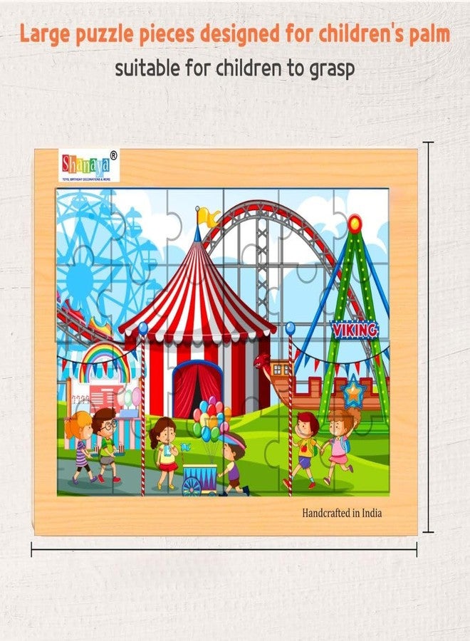 SHANAYA 36 Pieces Wooden Jigsaw Puzzle Kids Cartoon Animal Vehicle Puzzles Games Baby Early Learning Educational Toys for Children 2 Sided Puzzle (Children in Amusement Park + Children in Circus) - Image 4