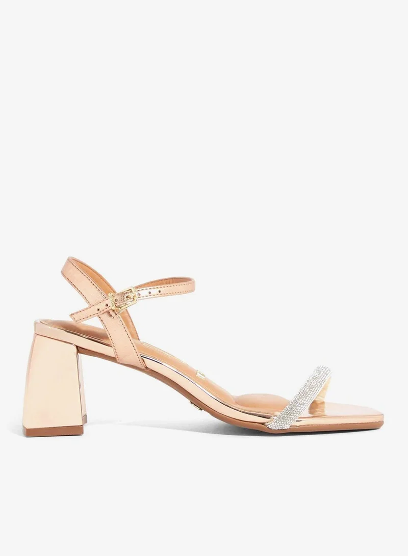 VIZZANO Gold Pink Block Heel Sandals for Women – Stylish Ladies Heels Sandals for Everyday Wear for Women | Best Price UAE