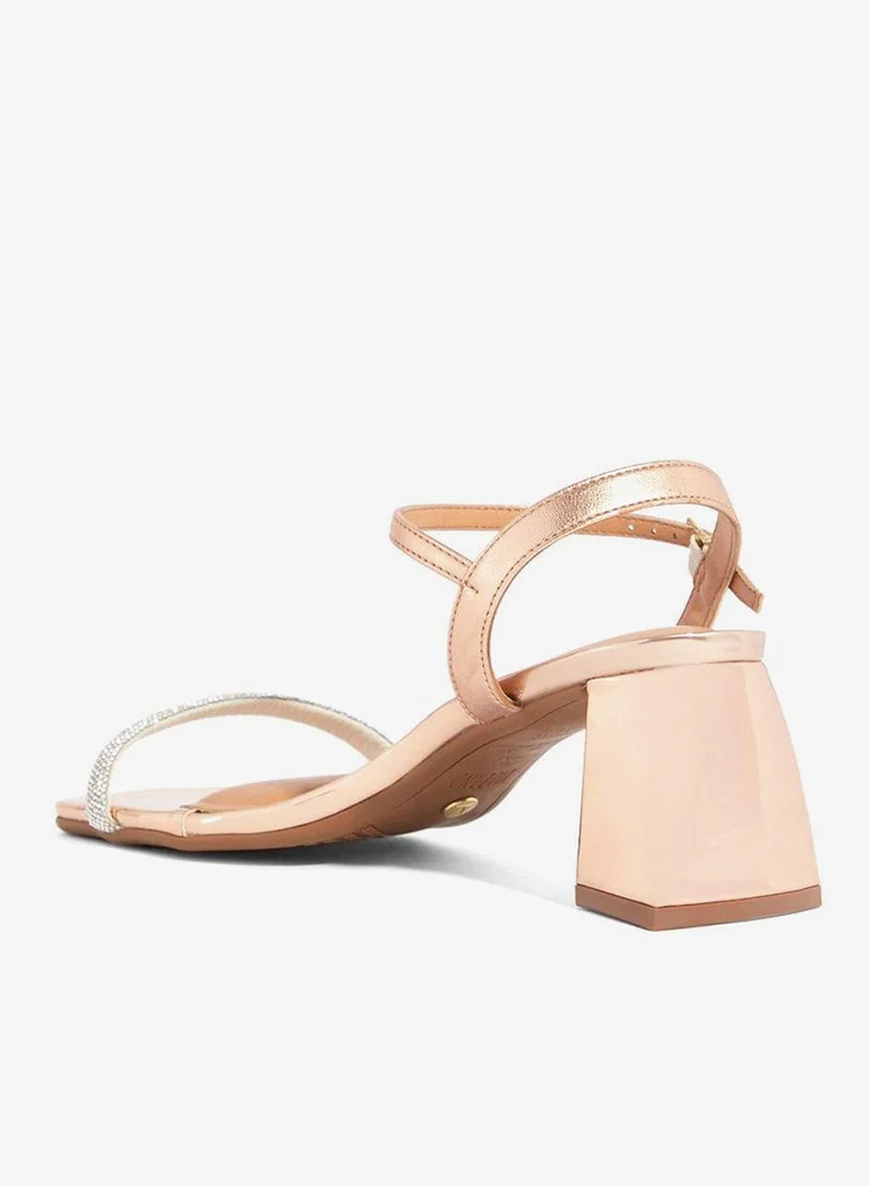 VIZZANO Gold Pink Block Heel Sandals for Women – Stylish Ladies Heels Sandals for Everyday Wear for Women | Best Price UAE