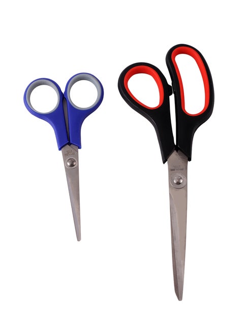 Scissors -8.5-inch and 5.5-inch- Precision Pointed Tip Utility Scissors with Soft Grip Ambidextrous Design - DIY Craft Sewing Office Household Kitchen on Paper Fabric Plastic Leather Rubber